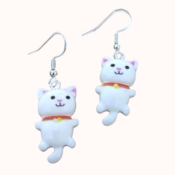 Cat Earrings Acrylic Stainless Steel Hooks - Picture 1 of 6
